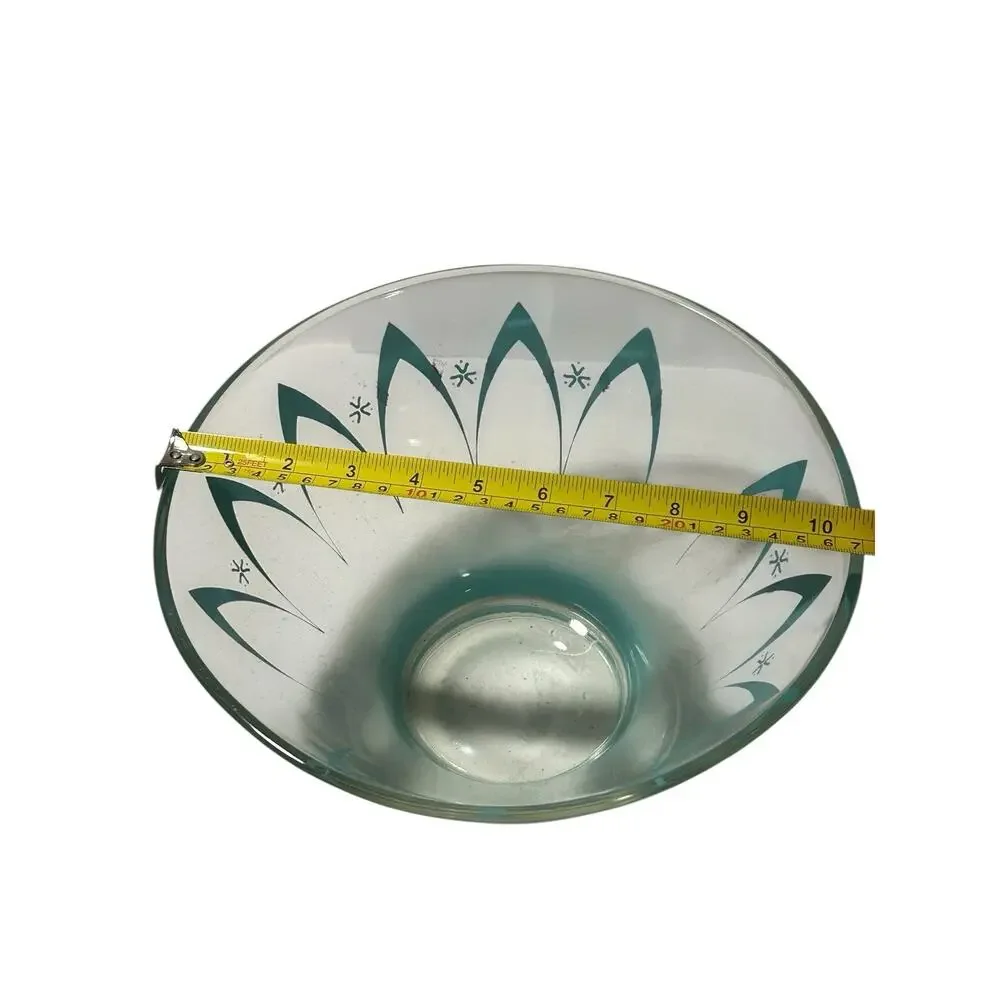 Vtg MCM Large Atomic Happy Hour Bowl Turquoise & Gold Boomerang Anchor Hocking?